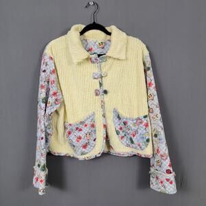 Vintage Cottagecore Chenille Floral Patchwork Shabby Chic Prairie Jacket